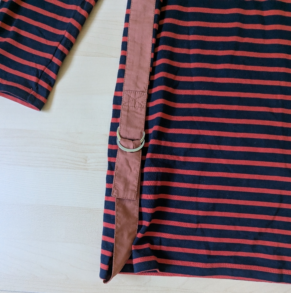 10‎ Crosby Derek Lam Red and Navy Striped Midi Dress - Picture 3 of 12